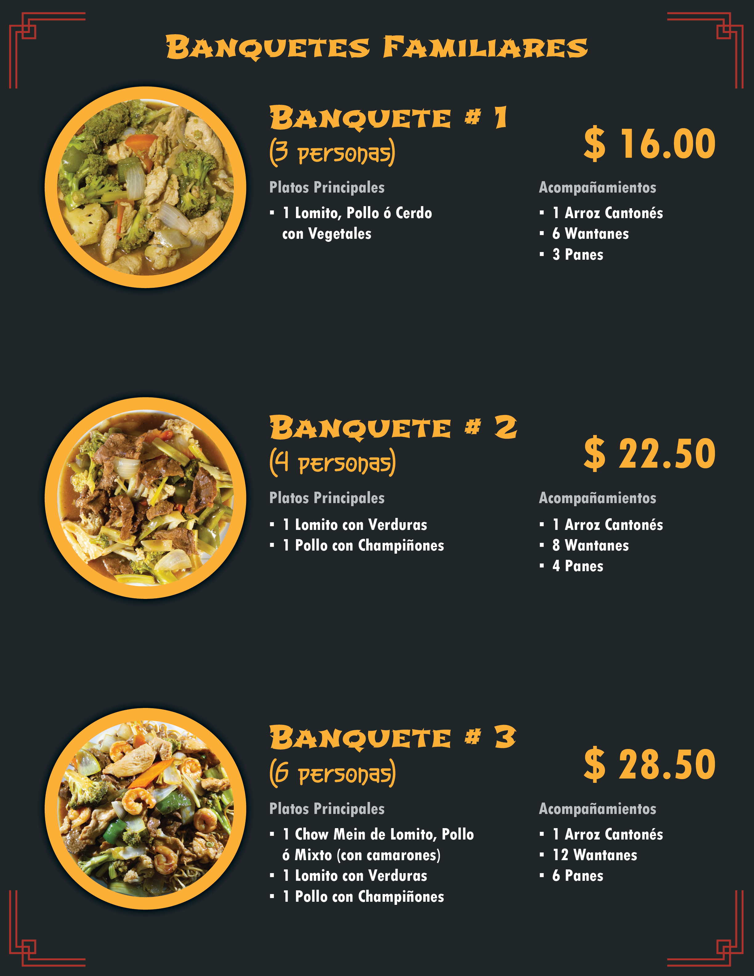 Imágen Menú Banquetes Familiares Rinconcito Chino