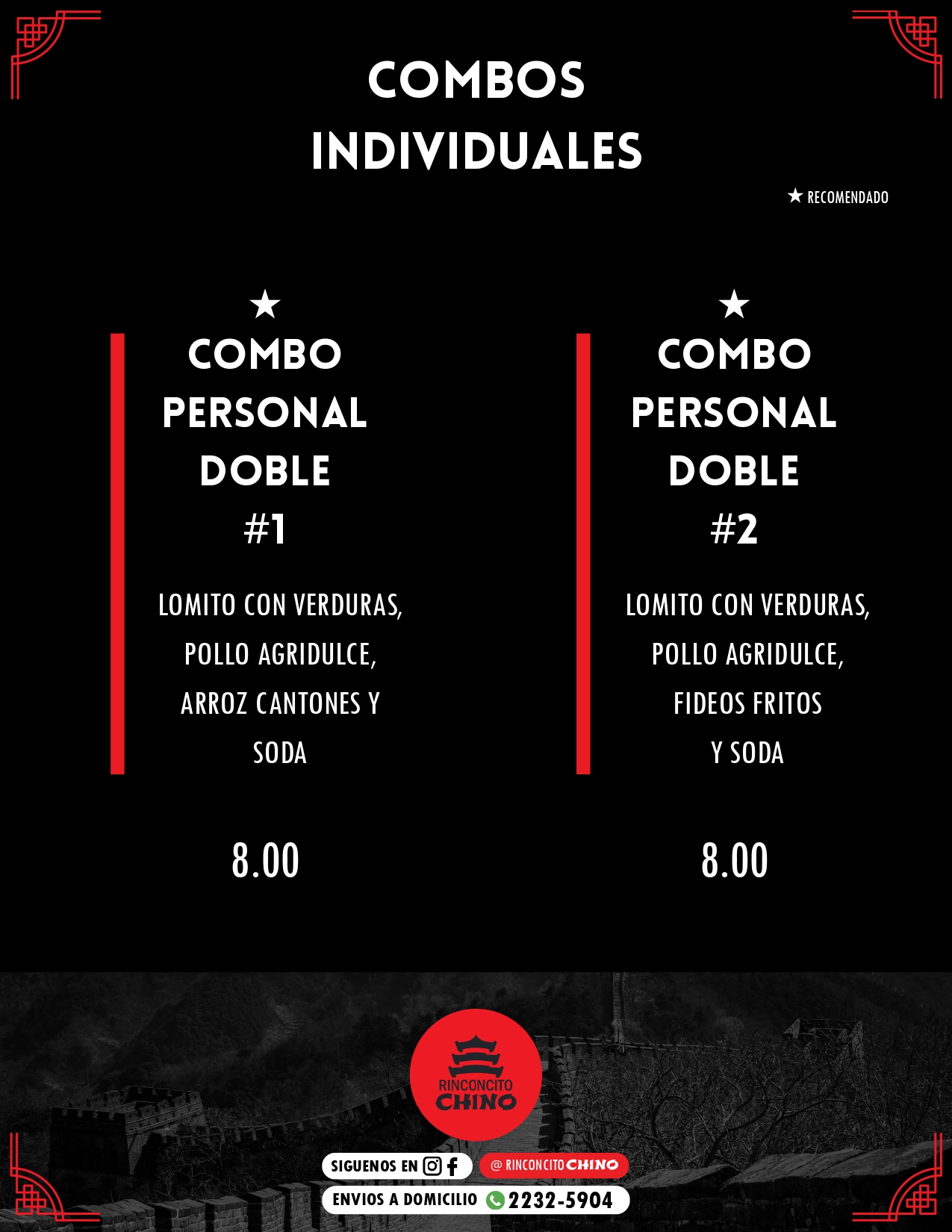 Imágen Menú Combos Personales 1 Rinconcito Chino